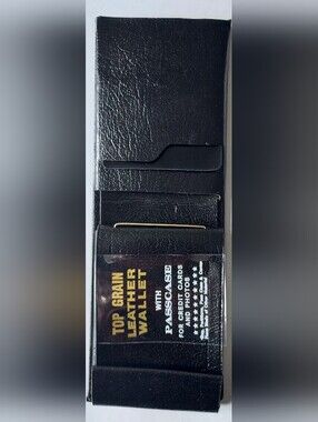 Vintage Men's Black Top Grain Leather Wallet NOS